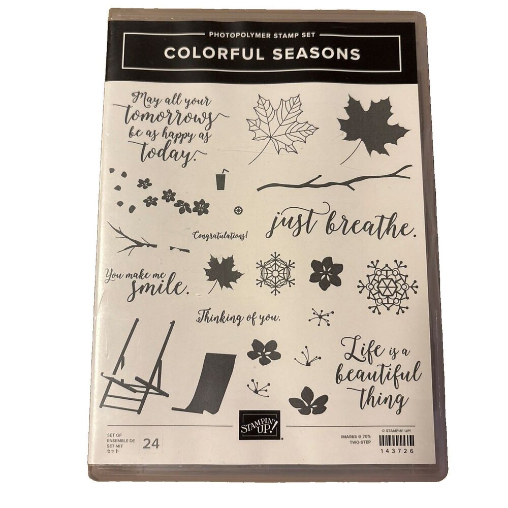 Stampin' Up! Clear Photopolymer Cling Stamps COLORFUL SEASONS Set Of 24